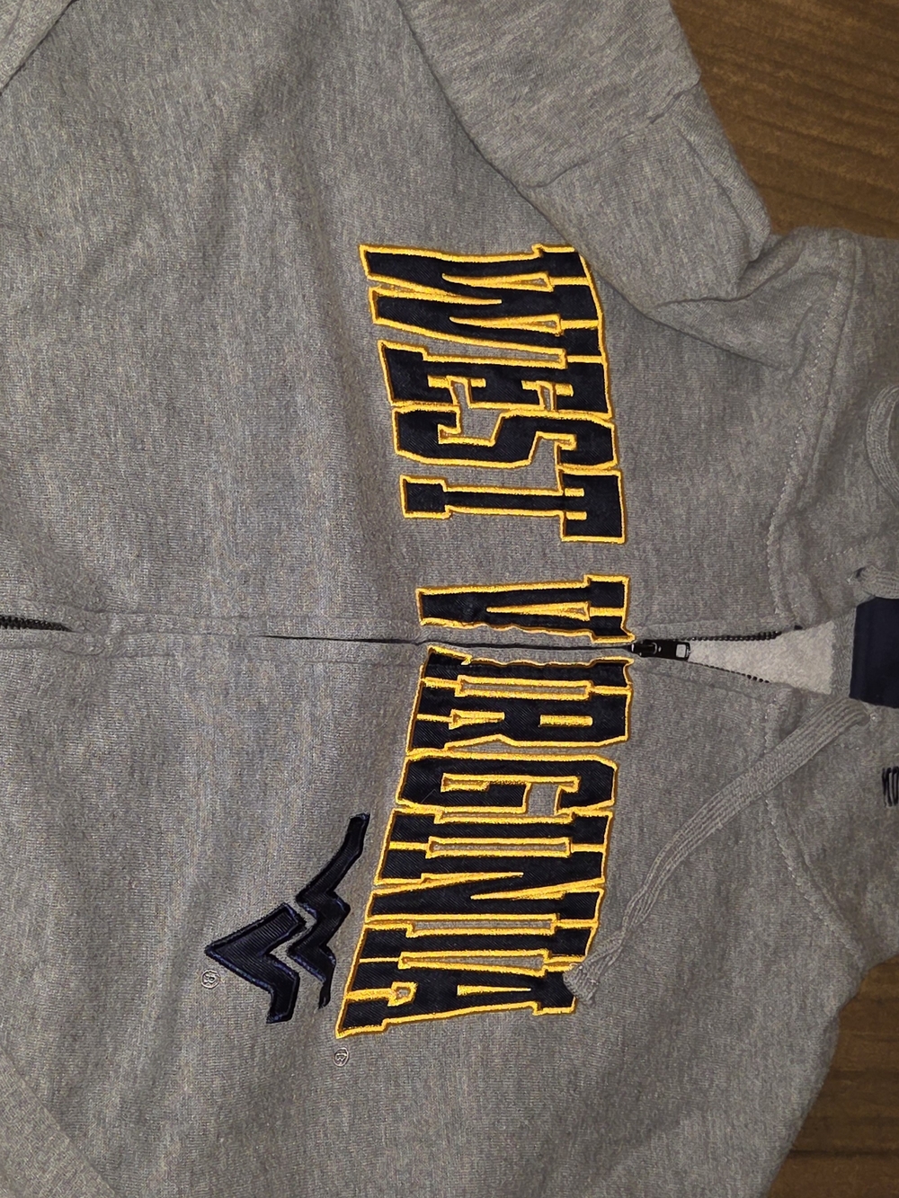 Colosseum Gray West Virginia Zip-Up Hooded Sweatshirt with Yellow Trim